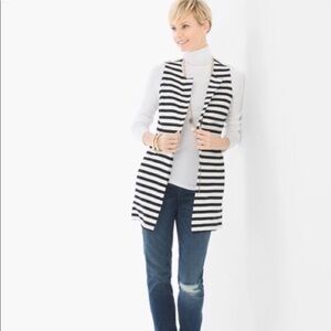 Chicos Striped Zip Close Vest NWT